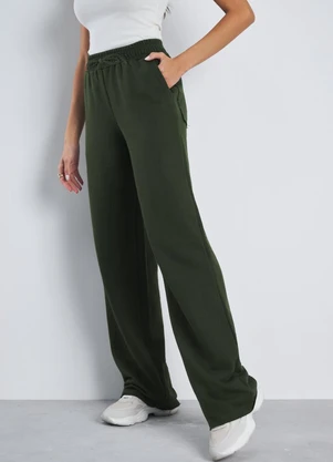 Meu Jeans - Calça Moletom sem Pelúcia Wide Leg Tai Verde - MEU JEANS