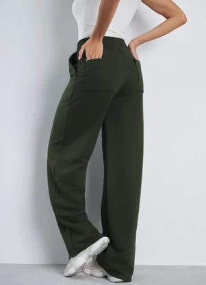 Meu Jeans - Calça Moletom sem Pelúcia Wide Leg Tai Verde - MEU JEANS