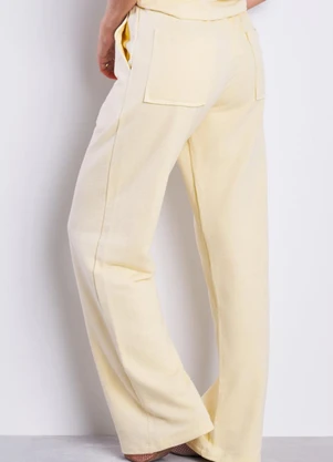 Meu Jeans - Calça Moletom sem Pelúcia Wide Leg Val Amarelo - MEU JEANS