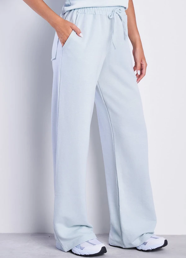 Meu Jeans - Calça Moletom sem Pelúcia Wide Leg Val Azul