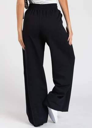 Meu Jeans - Calça Moletom sem Pelúcia Wide Leg Val Preto - MEU JEANS