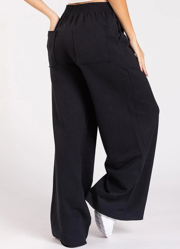 Meu Jeans - Calça Moletom Wide Leg Tai Preto 2