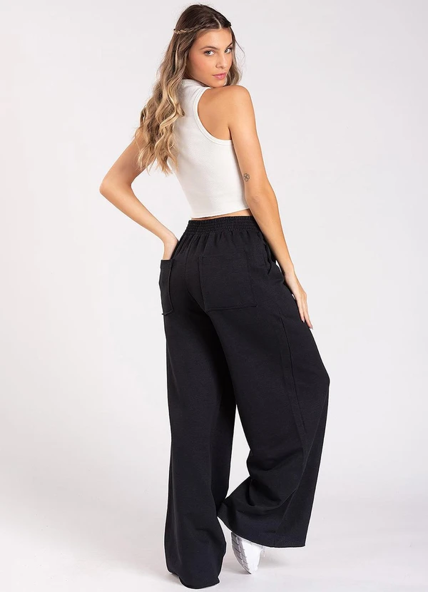 Meu Jeans - Calça Moletom Wide Leg Tai Preto 4