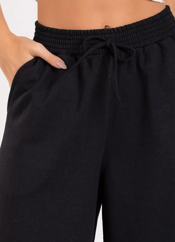 Meu Jeans - Calça Moletom Wide Leg Tai Preto 5