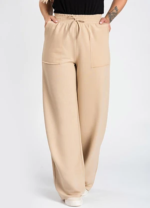 Meu Jeans - Calça Moletom Wide Leg Val Cappuccino - MEU JEANS