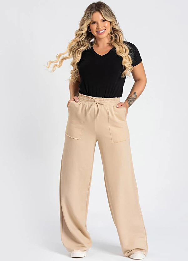 Meu Jeans - Calça Moletom Wide Leg Val Cappuccino 3