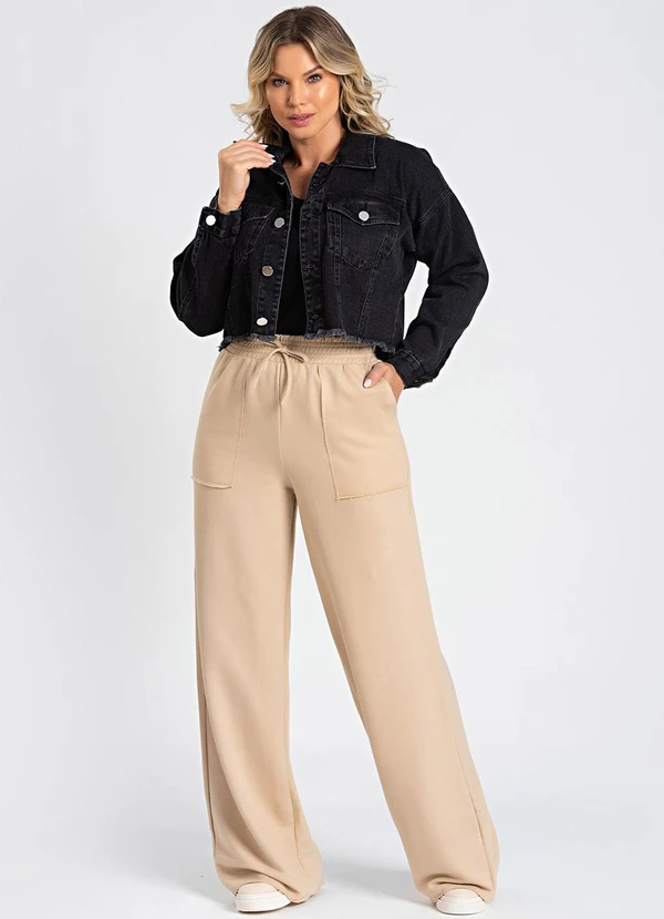 Meu Jeans - Calça Moletom Wide Leg Val Cappuccino 4