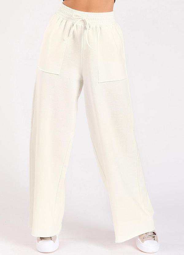 Meu Jeans - Calça Moletom Wide Leg Val Off-White