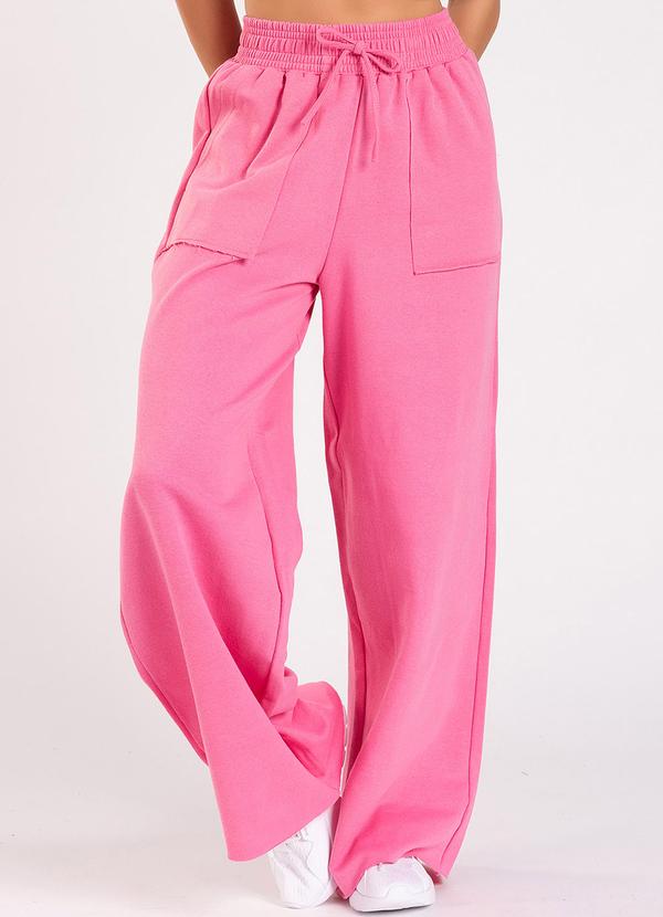 Meu Jeans - Calça Moletom Wide Leg Val Rosa