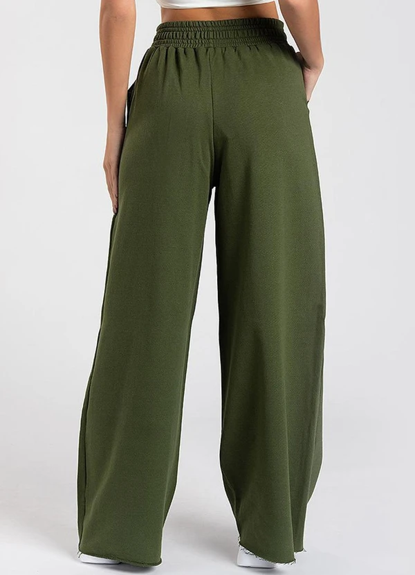 Meu Jeans - Calça Moletom Wide Leg Val Verde Musgo 2