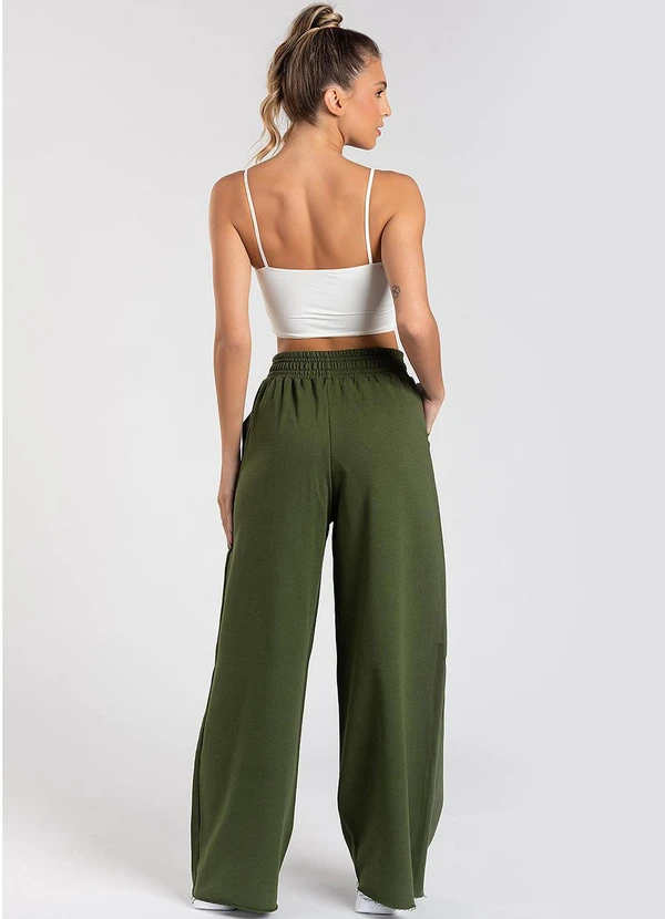 Meu Jeans - Calça Moletom Wide Leg Val Verde Musgo 4
