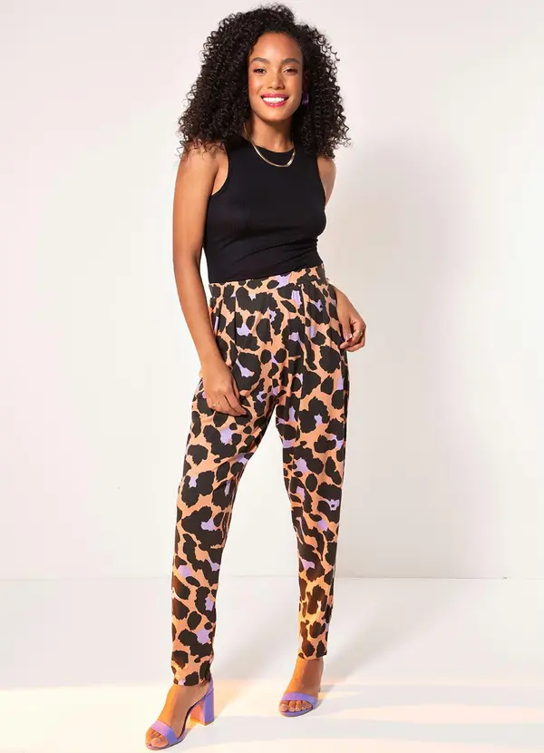 Quintess - Calça Onça Color Soltinha com Pregas 8