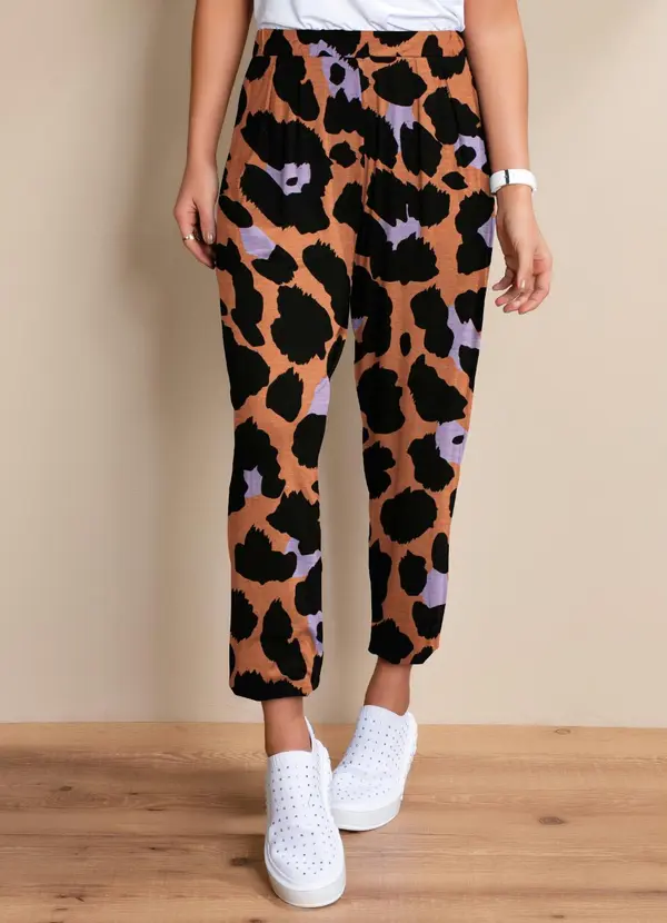 Quintess - Calça Onça Color Soltinha com Pregas 6