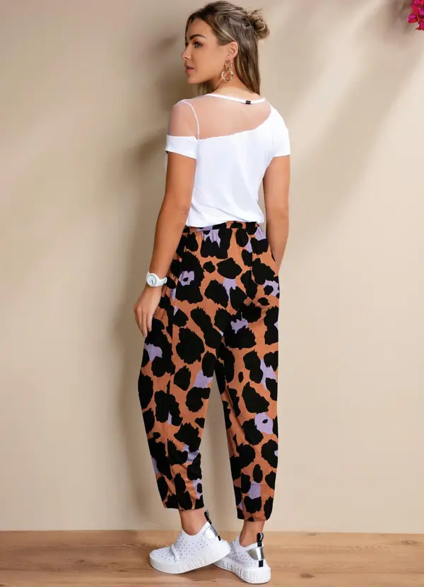 Quintess - Calça Onça Color Soltinha com Pregas 3