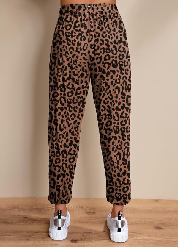 Quintess - Calça Onça Marrom Soltinha com Pregas 6