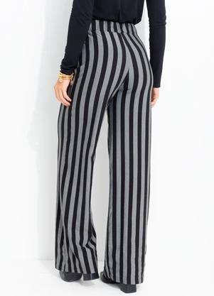 bonprix - Calça Pantalona Listrada Preta - BONPRIX