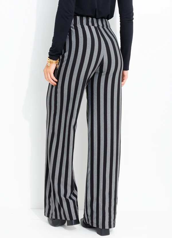 bonprix - Calça Pantalona Listrada Preta 2