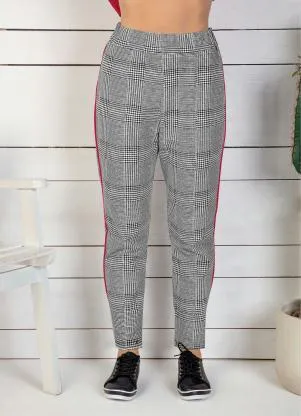 Moda Pop - Calça Pied Poule com Listra na Lateral - MODA POP