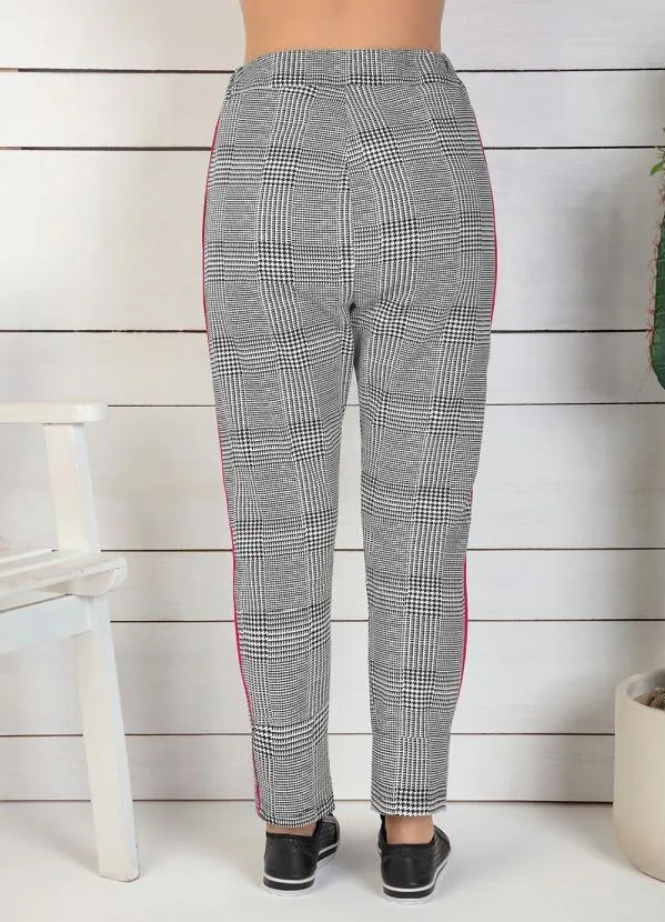 Moda Pop - Calça Pied Poule com Listra na Lateral 2