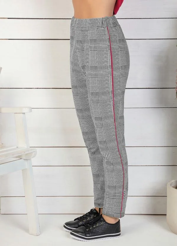 Moda Pop - Calça Pied Poule com Listra na Lateral 3