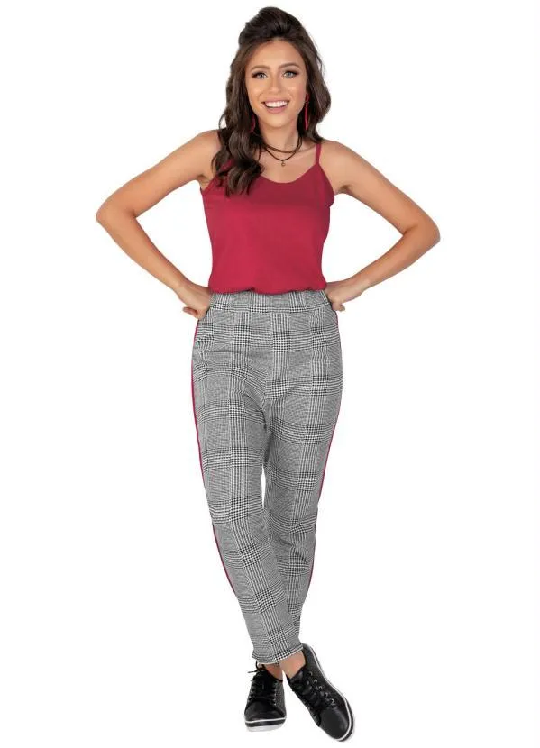 Moda Pop - Calça Pied Poule com Listra na Lateral 4