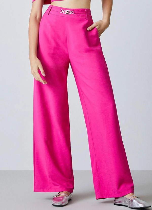 Authoria - Calça Pink com Pingente de Metal Rosa