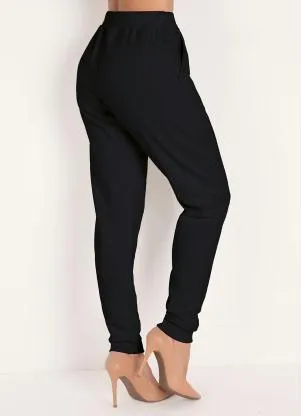 Moda Pop - Calça Preta com Amarração no Cós - MODA POP
