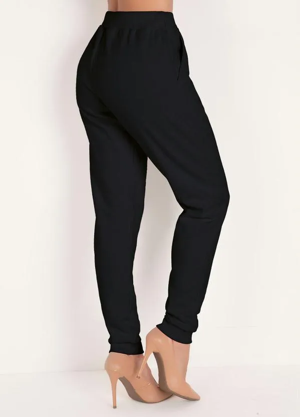 Moda Pop - Calça Preta com Amarração no Cós 2