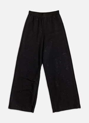 Authoria - Calça Preta de Moletom com Pedraria Preto - AUTHORIA