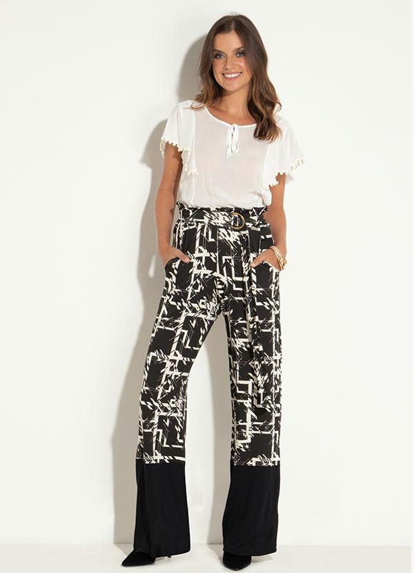 Quintess - Calça Preta e Branca com Faixa 3