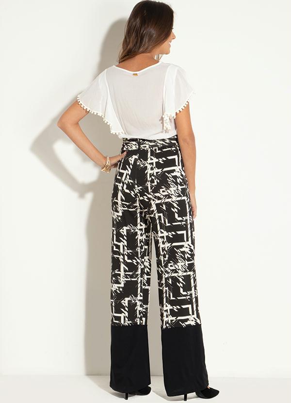 Quintess - Calça Preta e Branca com Faixa 4