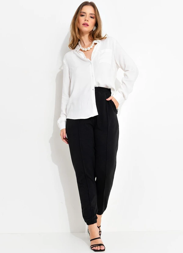 Quintess - Calça Preta em Moletinho de Viscose 3