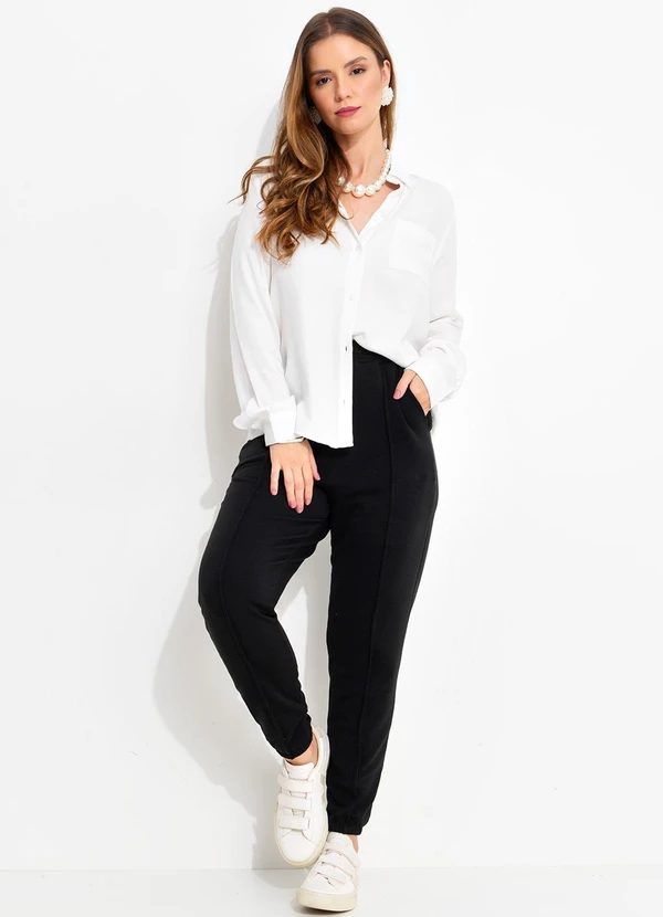 Quintess - Calça Preta em Moletinho de Viscose 6