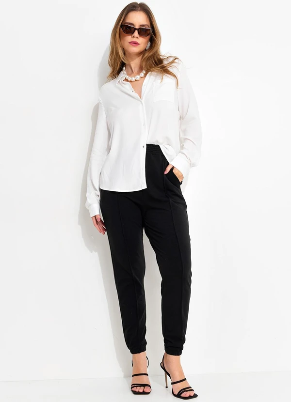 Quintess - Calça Preta em Moletinho de Viscose 7