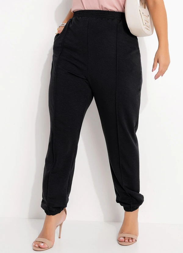 Quintess - Calça Preta em Moletinho de Viscose 9