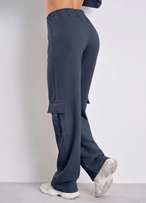 Meu Jeans - Calça Reta Cargo Moletom Peluciado Chumbo - MEU JEANS