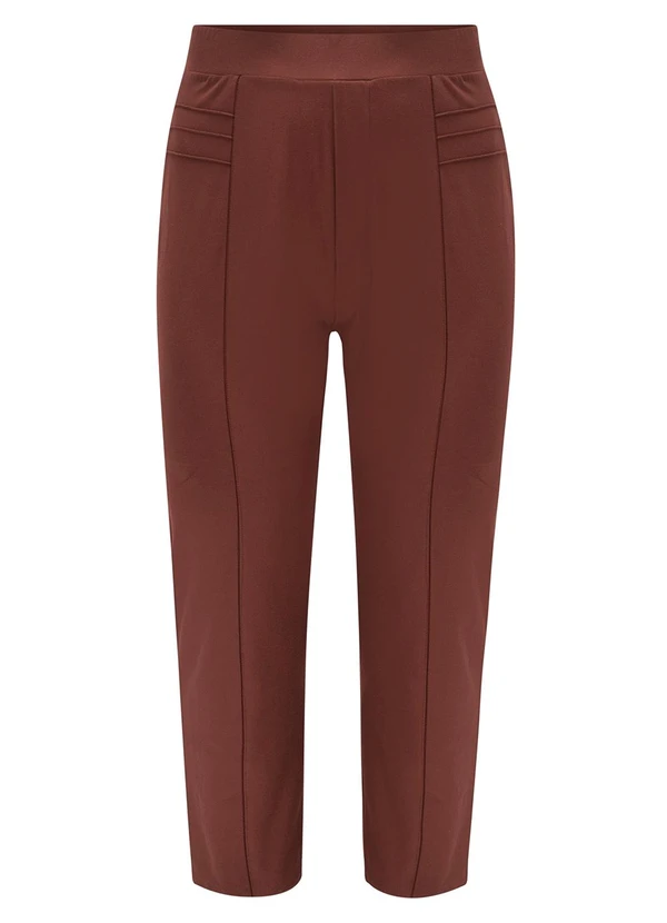 Lunender Mais Mulher - Calça Reta com Cós Elástico Diagonal Marrom 5