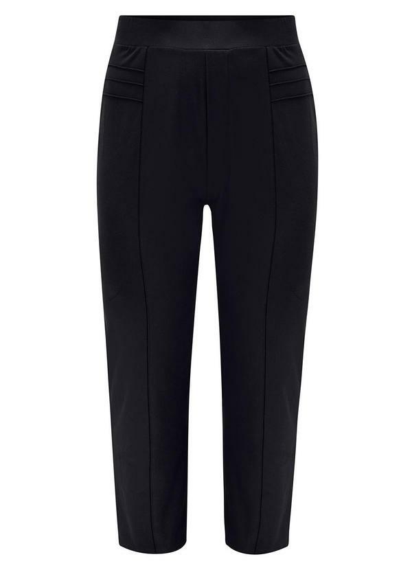 Lunender Mais Mulher - Calça Reta com Cós Elástico Diagonal Preto