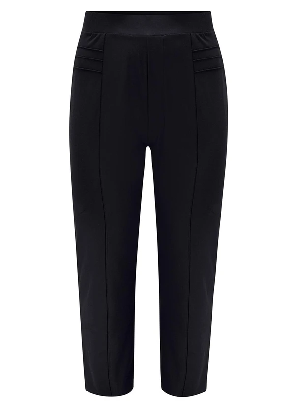 Lunender Mais Mulher - Calça Reta com Cós Elástico Diagonal Preto