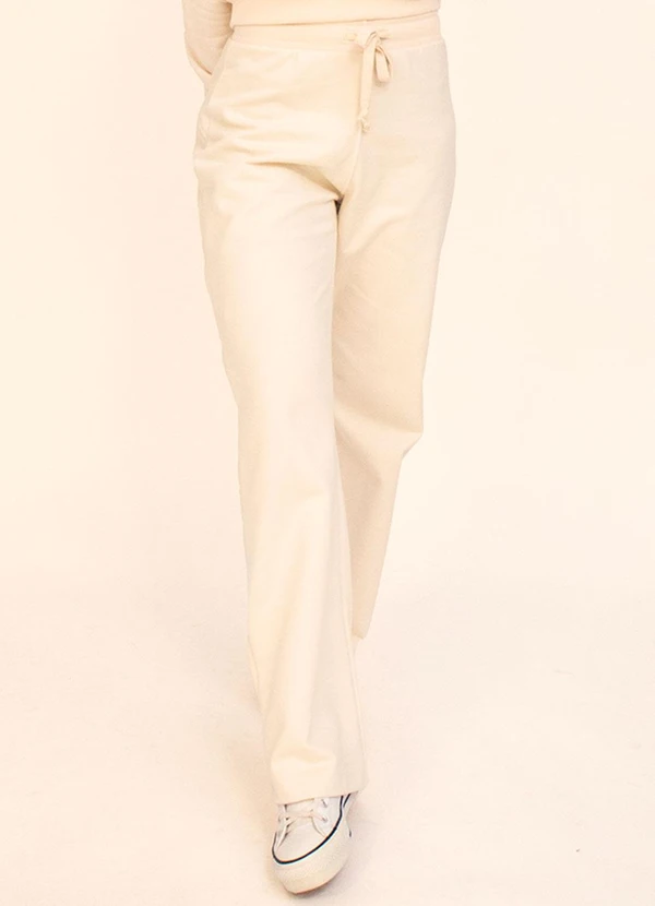 Briard - Calça Reta Feminina com Amarração Branco