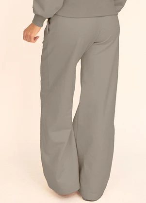 Briard - Calça Reta Feminina com Amarração Cinza - BRIARD