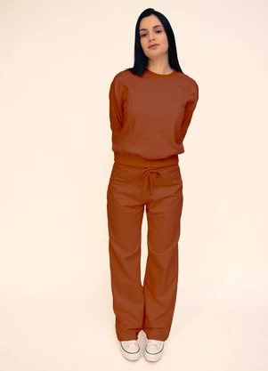 Briard - Calça Reta Feminina com Amarração Marrom - BRIARD