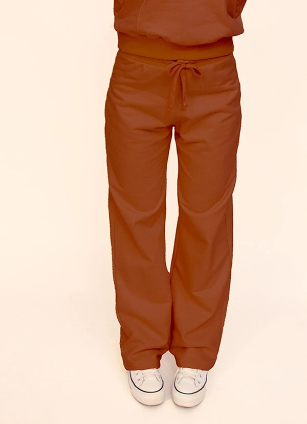 Briard - Calça Reta Feminina com Amarração Marrom