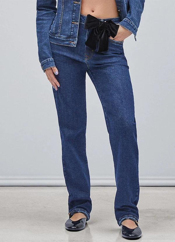 Authoria - Calça Reta Jeans Azul  Azul