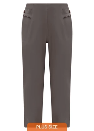 Lunender Mais Mulher - Calça Reta Plus Size em Malha Diagonal Cinza - LUNENDER MAIS MULHER