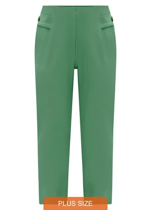 Lunender Mais Mulher - Calça Reta Plus Size em Malha Diagonal Verde - LUNENDER MAIS MULHER