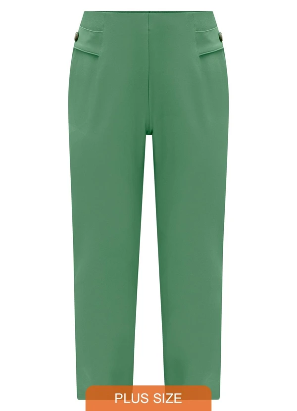 Lunender Mais Mulher - Calça Reta Plus Size em Malha Diagonal Verde