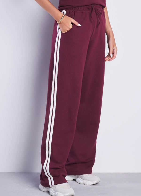 Meu Jeans - Calça Reta Sport Moletom sem Pelúcia Bordô
