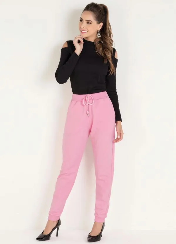 Moda Pop - Calça Rosa Claro com Amarração no Cós 3