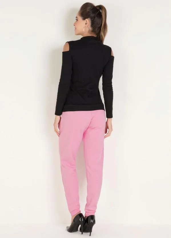 Moda Pop - Calça Rosa Claro com Amarração no Cós 4